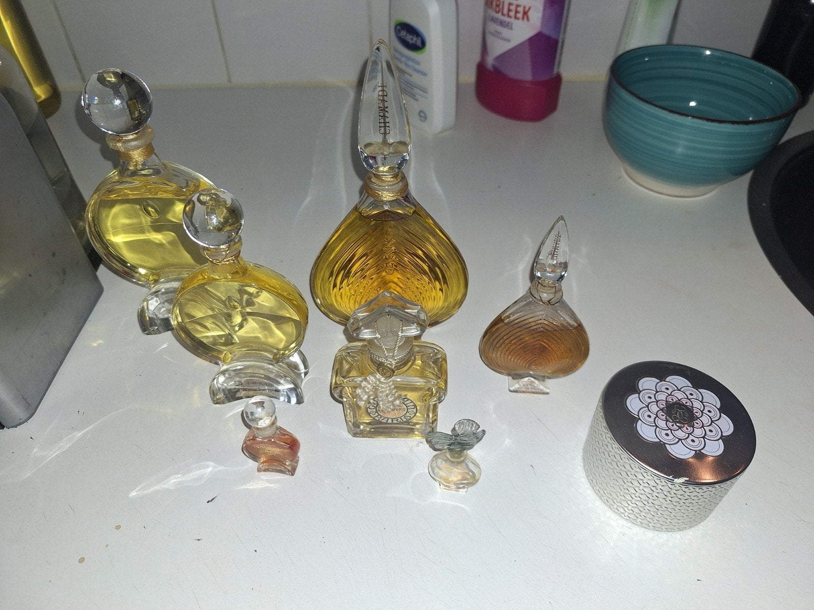 Guerlain Factice Parfumflesjes Collectie - Zeldzaam Lot, Ophalen of Verzenden, Gebruikt, Parfumfles, Gevuld