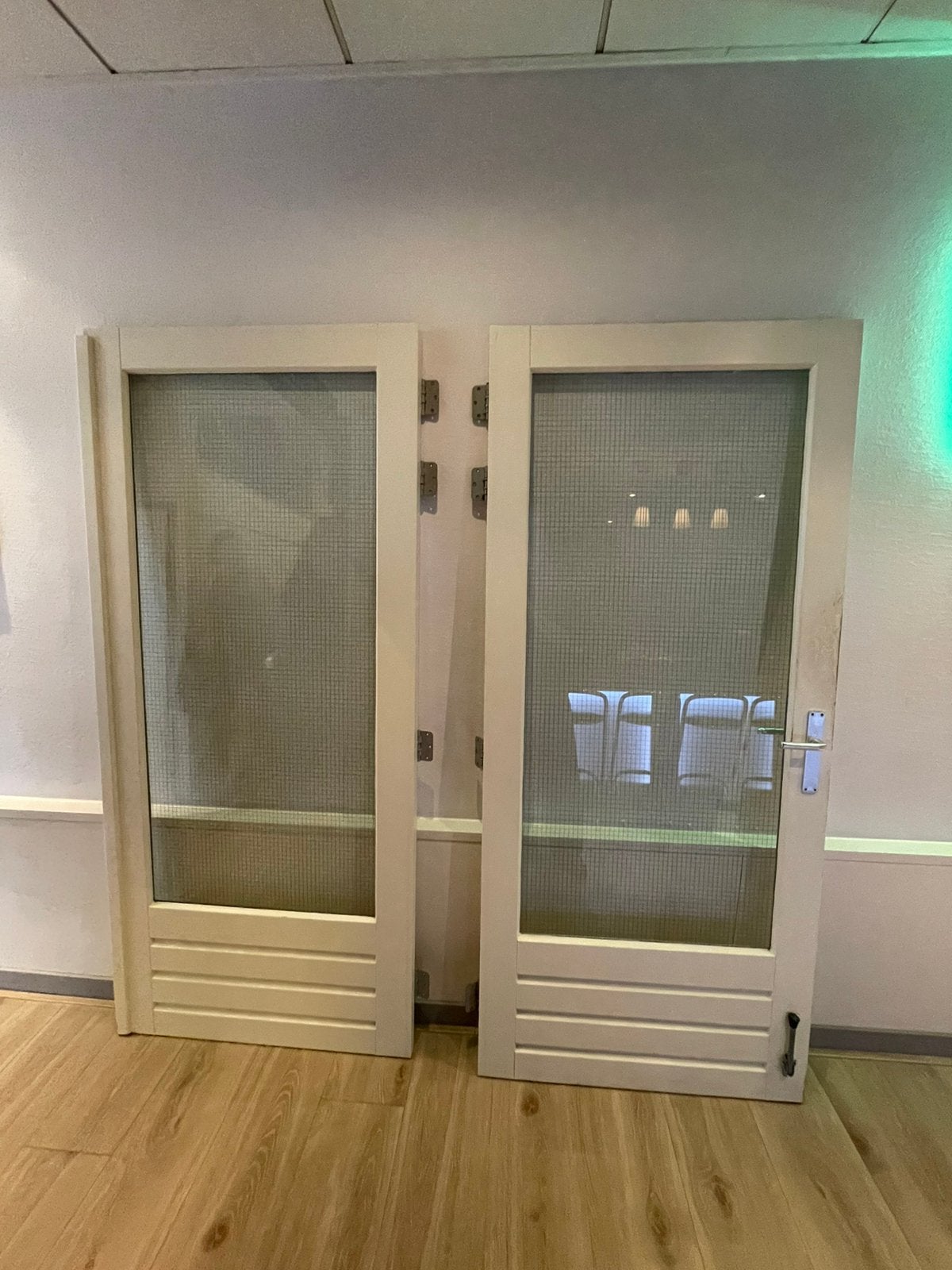 Set van 2 dubbele binnendeuren met glas 211 x 93 cm per deur, Doe-het-zelf en Verbouw, Deuren en Horren, Ophalen, Gebruikt, 80 tot 100 cm