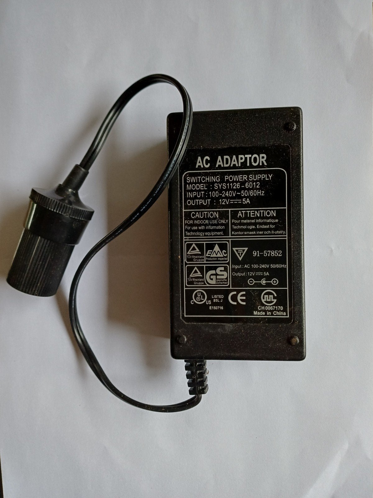 AC Adapter SYS126-6012 - 12V 5A Voeding, Ophalen of Verzenden, Nieuw