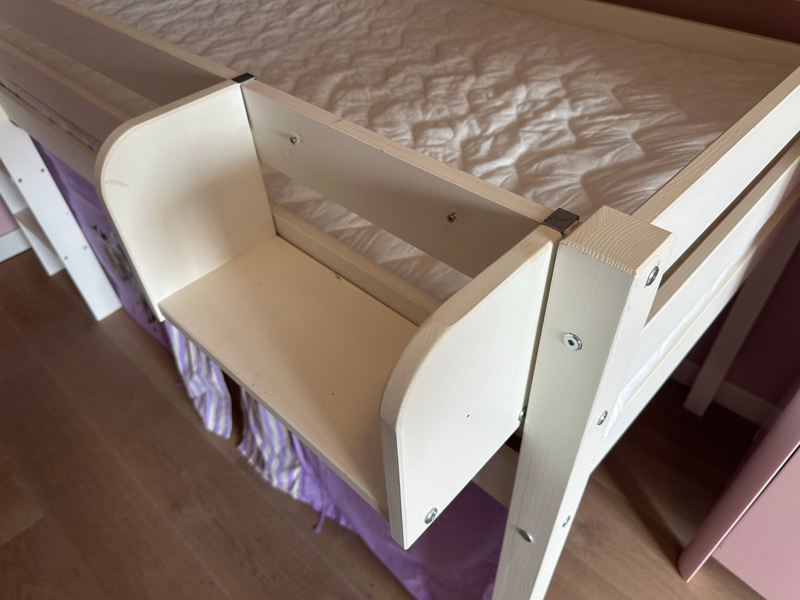 Superleuke halfhoogslaper met paardengordijn (incl. matras), Ophalen, 85 tot 100 cm, Gebruikt, Hoogslaper of Stapelbed