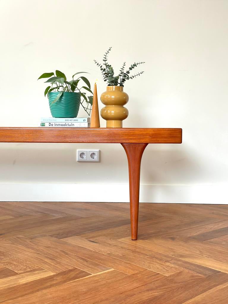 Vintage salontafel Johannes Andersen teak hout jaren 50/60, Ophalen, Gebruikt, 50 tot 100 cm, 150 tot 200 cm