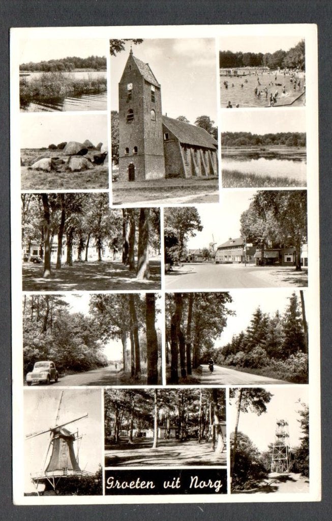 Oude Ansicht - Norg - Groeten uit Norg 1959 - Dr., Ophalen of Verzenden, 1940 tot 1960, Gelopen, Drenthe