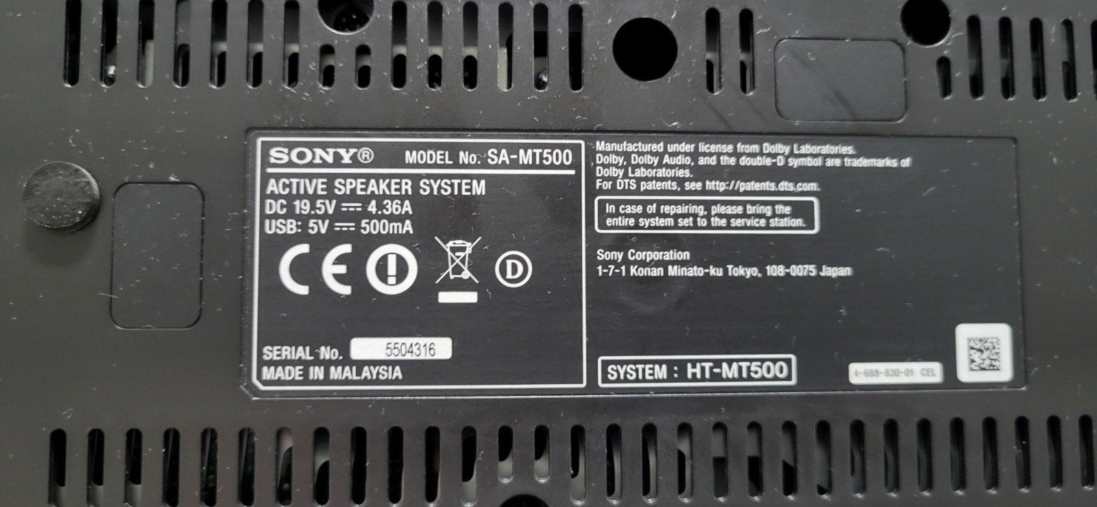 Sony HT-MT500 Compacte Soundbar met Subwoofer, Ophalen, Bluetooth, Gebruikt