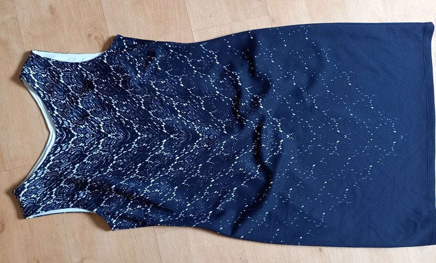 VERA MONT mooie blauw witte jurk, maat 44, Kleding | Dames, Maat 42/44 (L), Zo goed als nieuw, Knielengte, Vera Mont