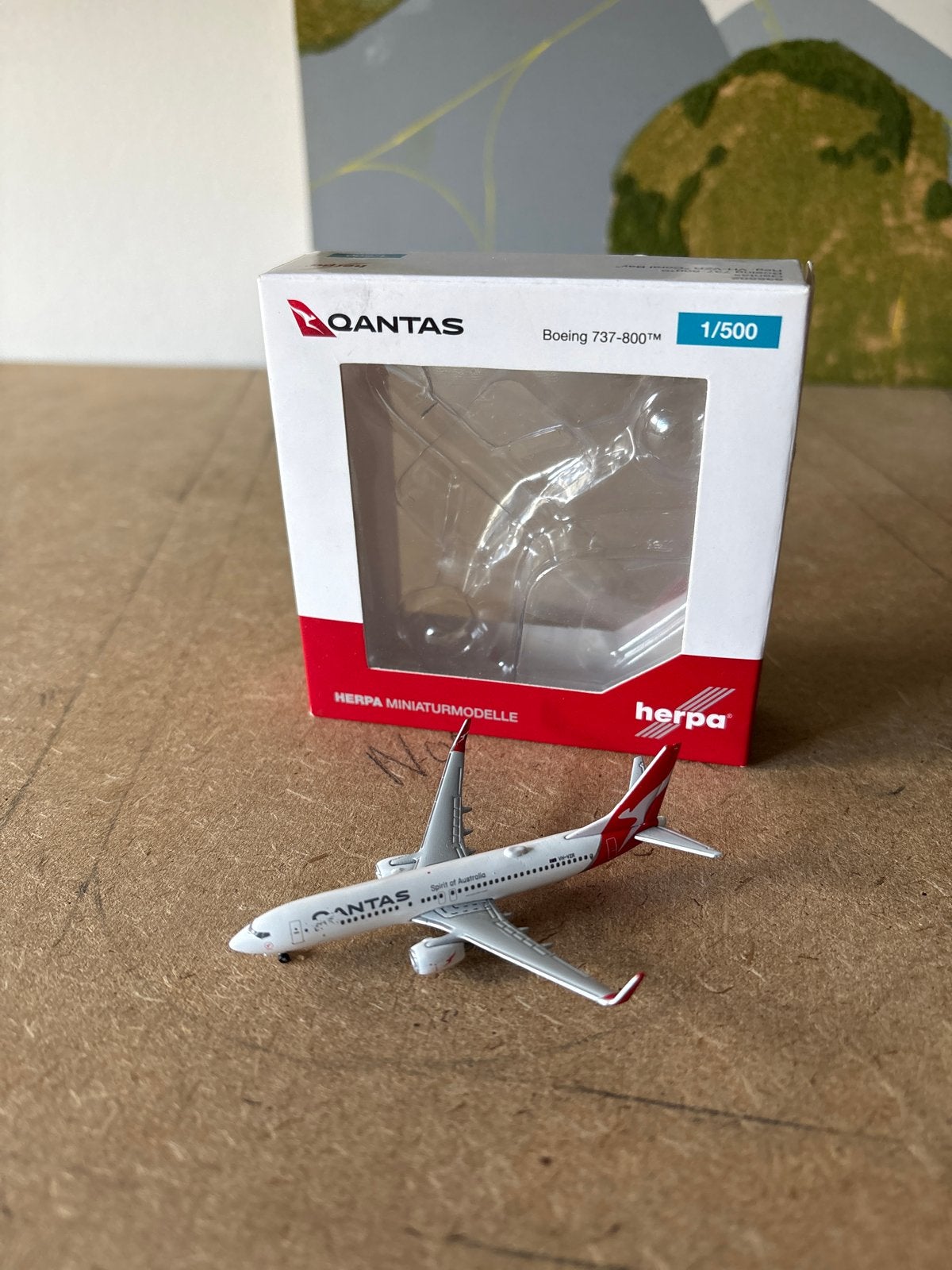 Herpa Wings 1:500 Qantas B737-800 - Lichte lakschade, Overige merken, Ophalen of Verzenden, Vliegtuig, Gebruikt