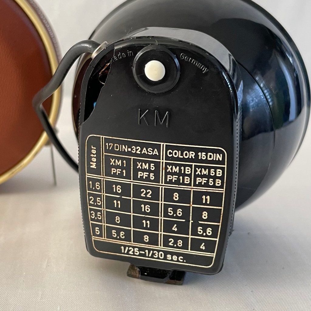 Agfa KM vintage flitser met etui, Ophalen of Verzenden, Gebruikt, Externe flitser, Overige merken