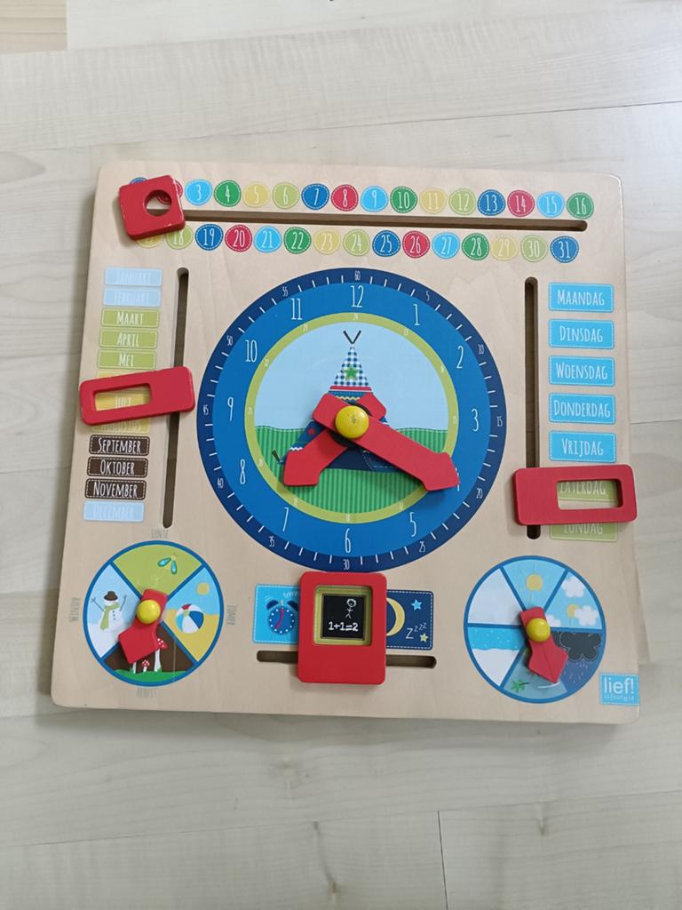 Jaargetijde klok lief! Blauw, Kinderen en Baby's, Speelgoed | Houten speelgoed, Ophalen of Verzenden, Gebruikt, Overige typen