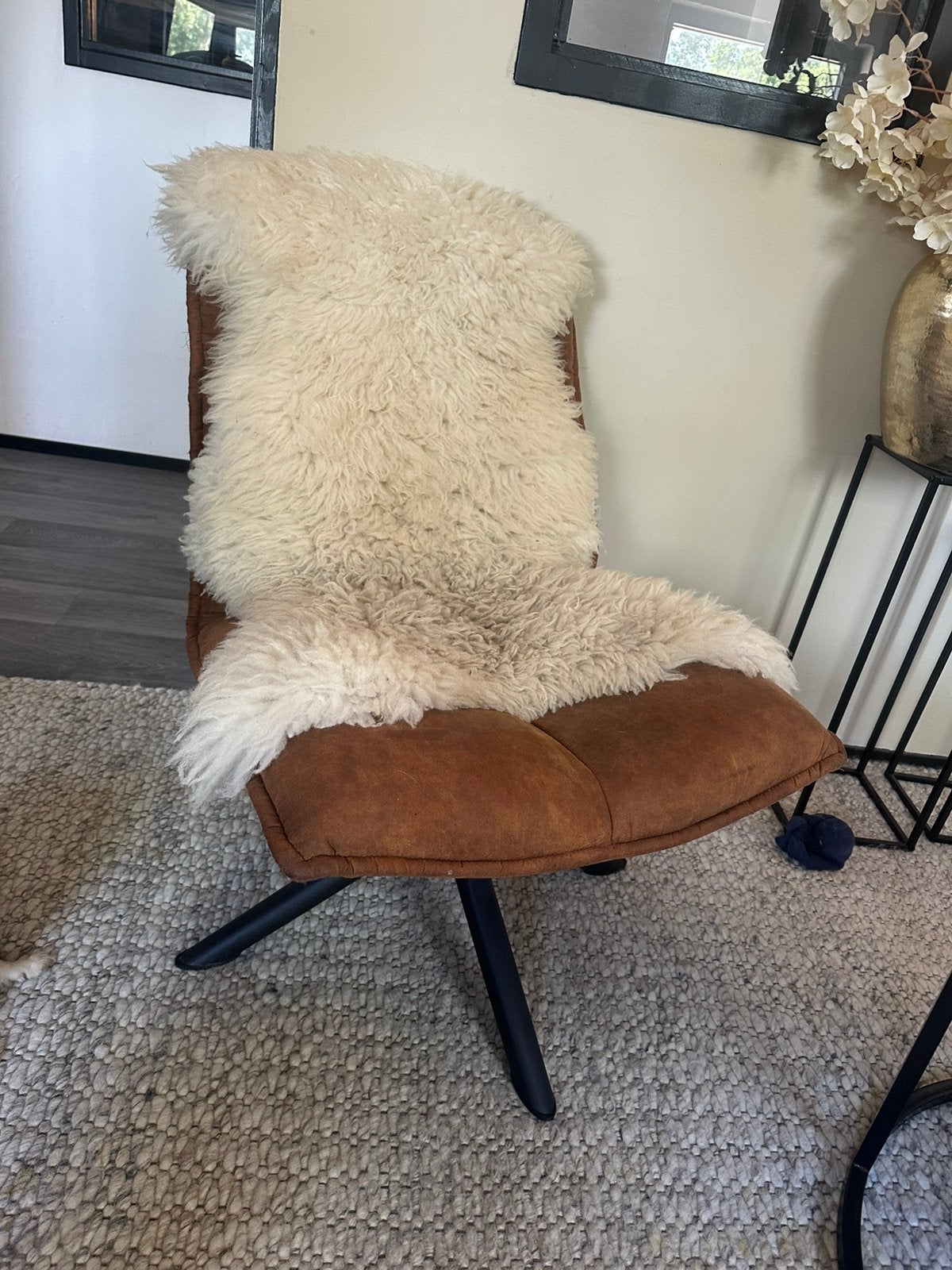 Mooie cognac kleurige draai fauteuil, Huis en Inrichting, Fauteuils, Ophalen, Gebruikt, 75 tot 100 cm, Stof
