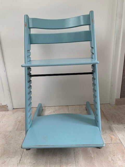 Stokke Tripp Trapp kinderstoel lichtblauw, Ophalen, Gebruikt, Meegroeistoel