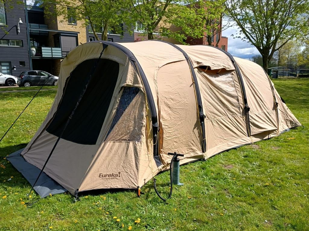 Eureka opblaasbare 4 persoons tent / polykatoen, Caravans en Kamperen, Tenten, tot en met 4, Gebruikt, Ophalen