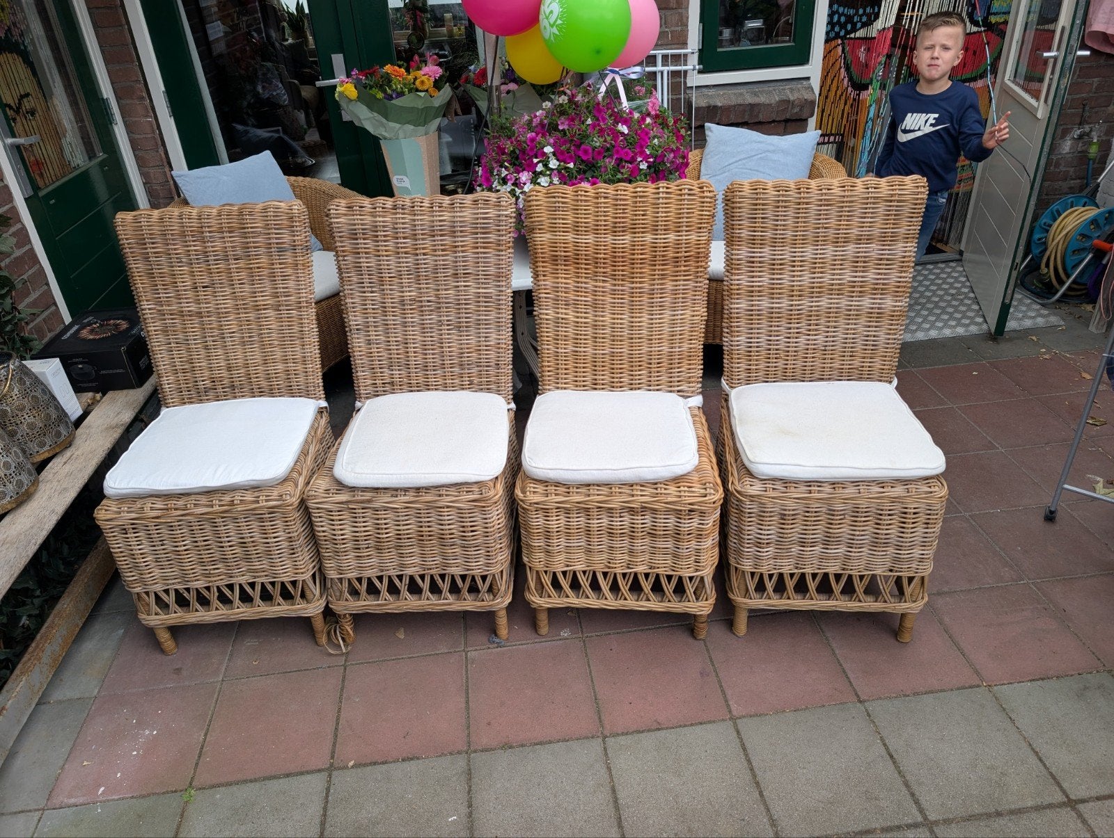 Prachtige rotan eettafel stoelen, Ophalen of Verzenden, Gebruikt, Bruin, Rotan