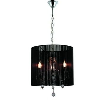 Elegante Barocco Hanglamp / Kroonluchter met Zwarte Kap, Ophalen, Zo goed als nieuw, Metaal, E14 (klein)