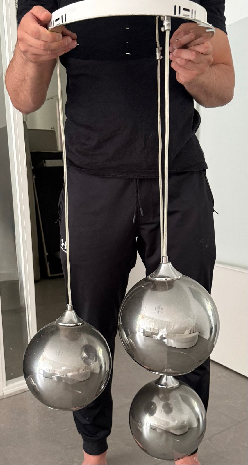 Moderne hanglamp met glazen bollen, Huis en Inrichting, Ophalen, Zo goed als nieuw, Glas