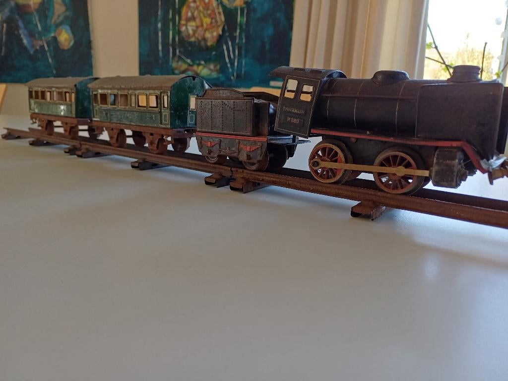Antiek blikken märklin R880 stoomtrein leuk voor decoratie, Ophalen of Verzenden