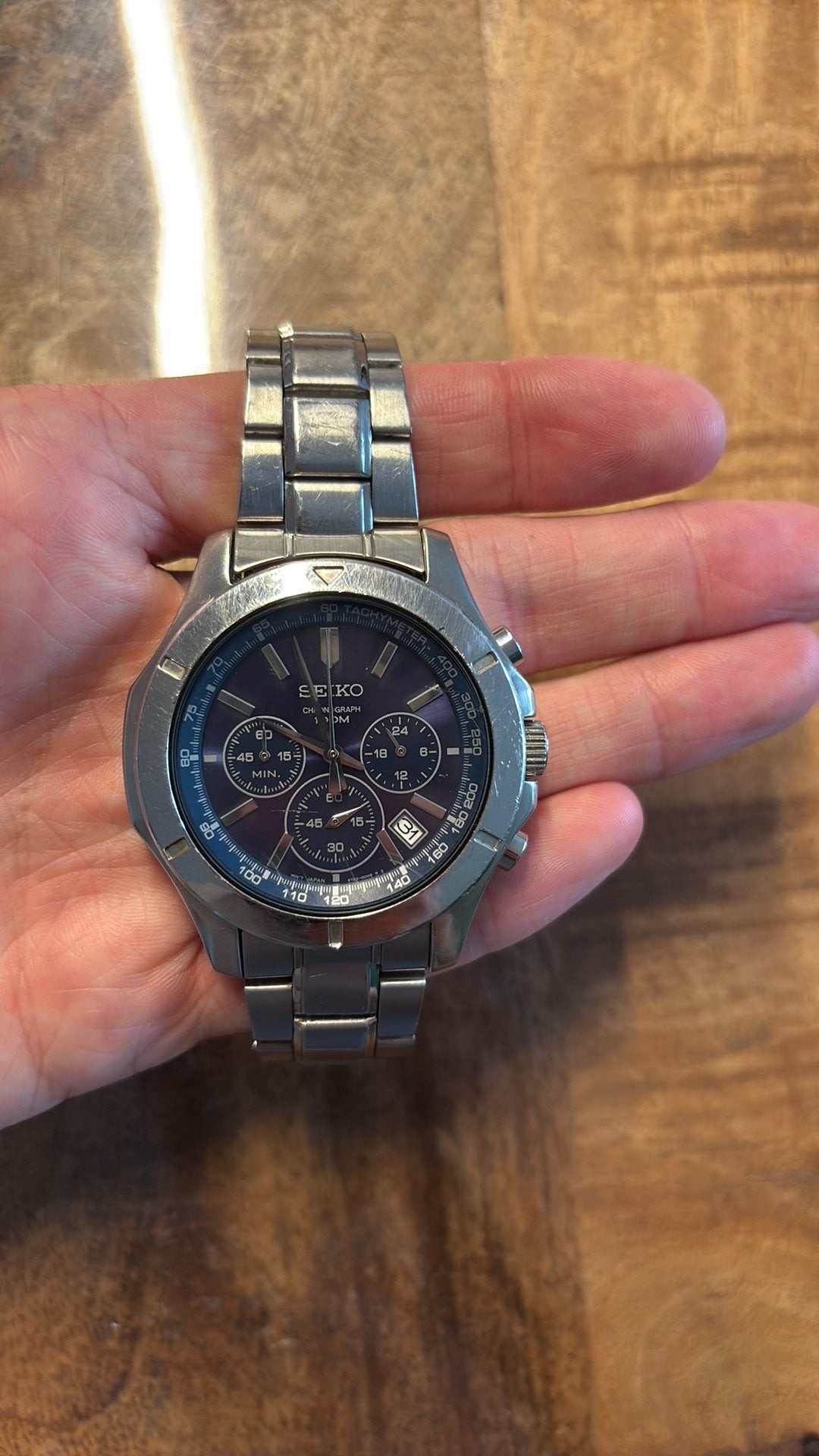 Seiko horloge - blauw, Sieraden, Tassen en Uiterlijk, Horloges | Heren, Gebruikt, Staal, Polshorloge, Ophalen of Verzenden