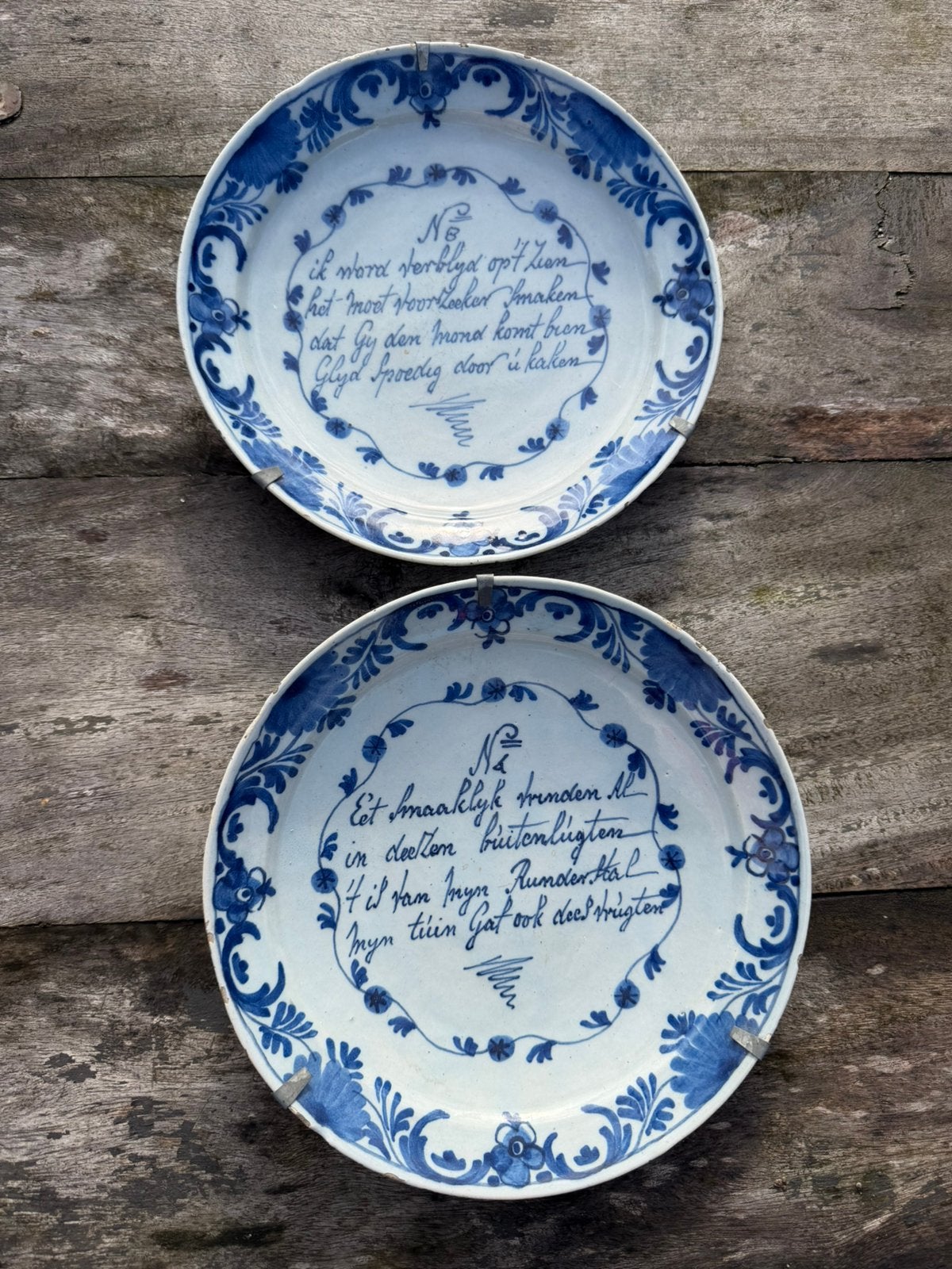 Antieke wandborden met oude spreuken, Ophalen of Verzenden
