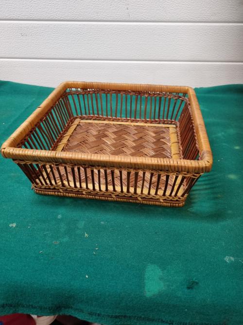 mand geweven riet vintage vierkant, Ophalen of Verzenden, 'T Olde Gre-j, Info@toldegrej.nl, Endepoelstraat 20f Didam