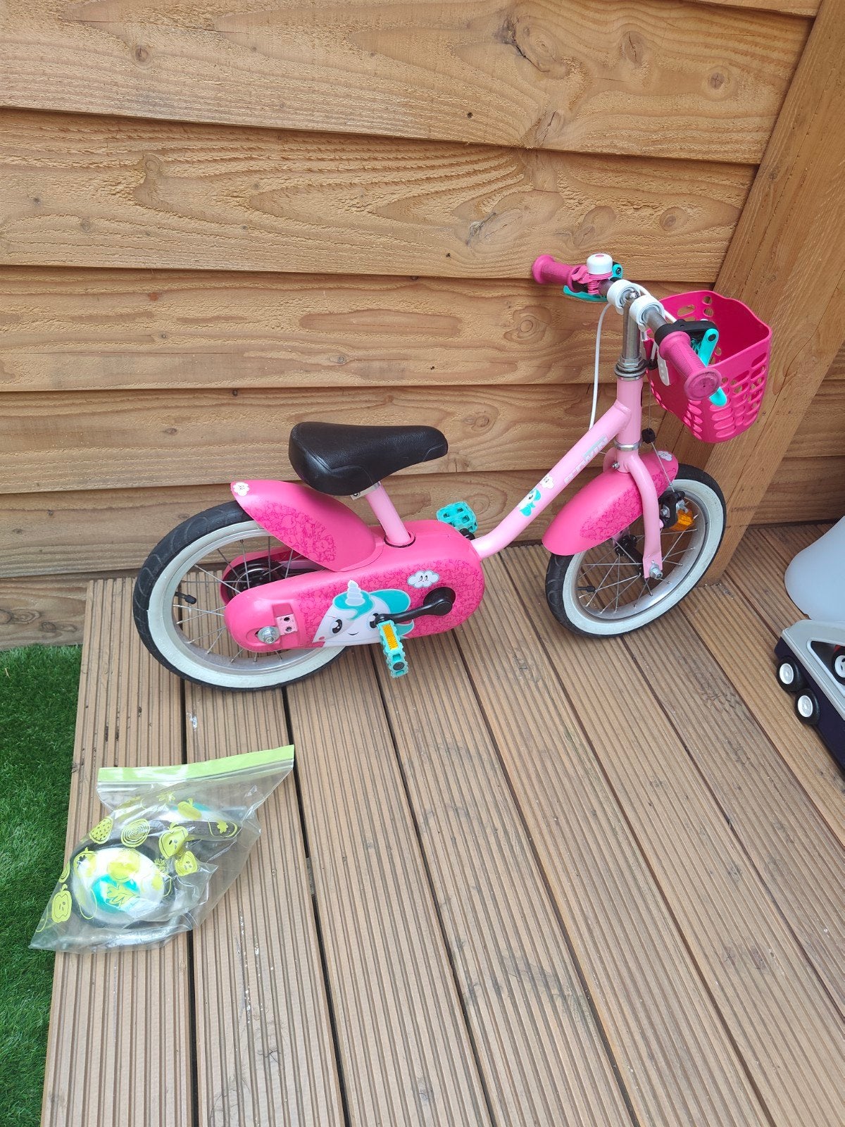 B'twin kinderfiets 14 inch, Ophalen, Zijwieltjes, Gebruikt, Minder dan 16 inch