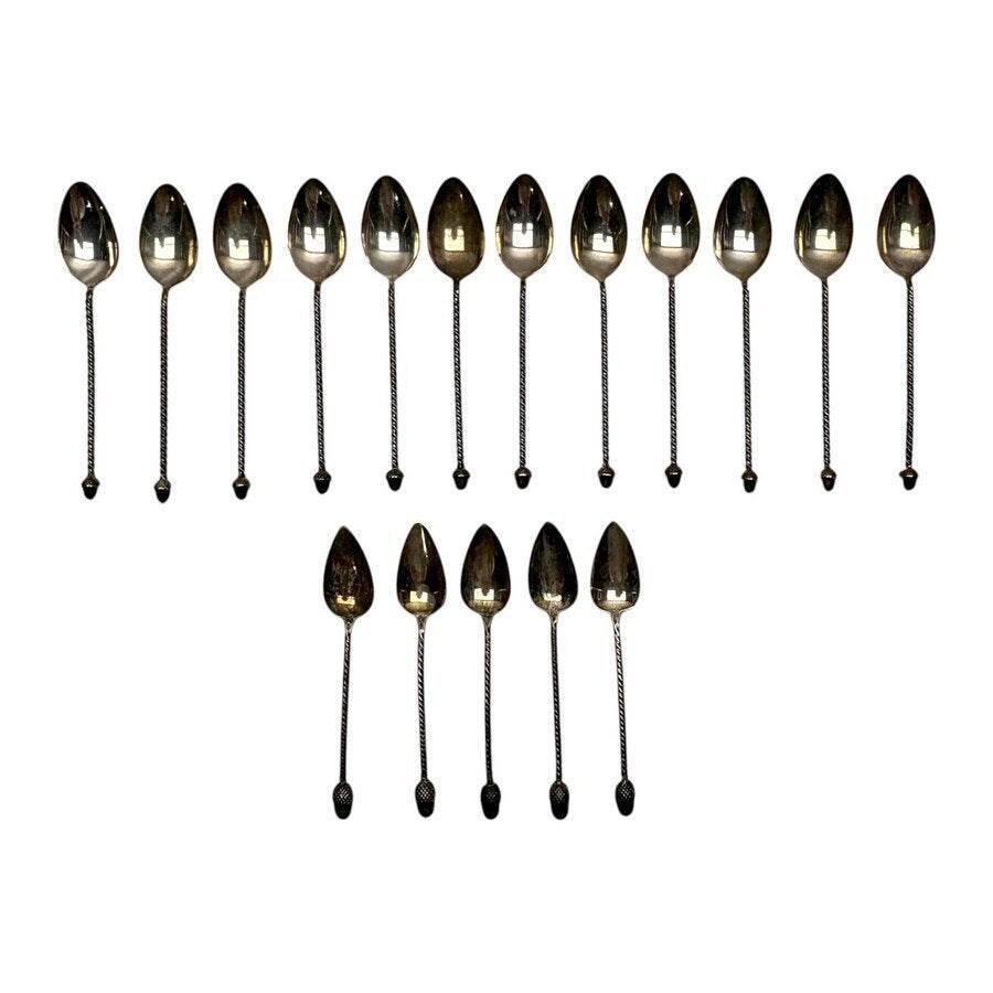 Zilveren theelepels met eikeltje (17x), Ophalen of Verzenden