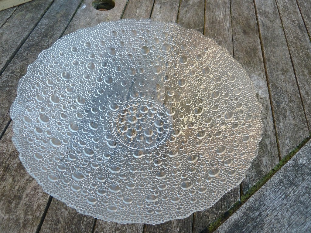 Glazen schaal met bubbelpatroon, Schaal, Rond, Ophalen of Verzenden, Glas
