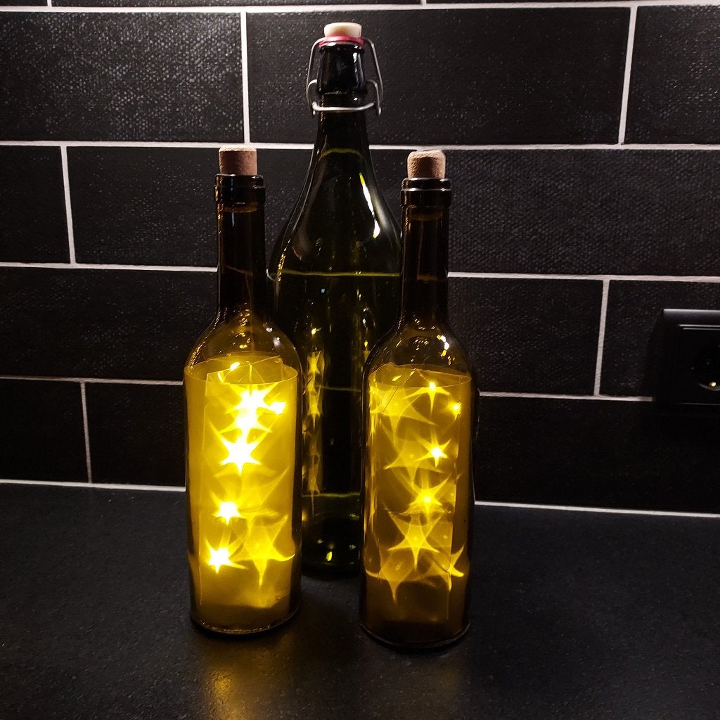 Flessen met verlichting, Huis en Inrichting, Lampen | Tafellampen, Ophalen of Verzenden, Gebruikt