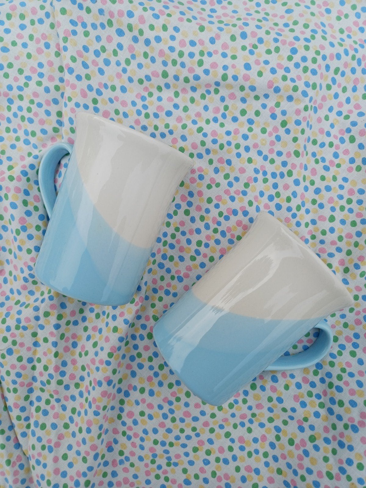 2 bekers jaren 70 retro blauw wit, Ophalen of Verzenden, Zo goed als nieuw, Overige stijlen, Kop(pen) en/of Schotel(s)