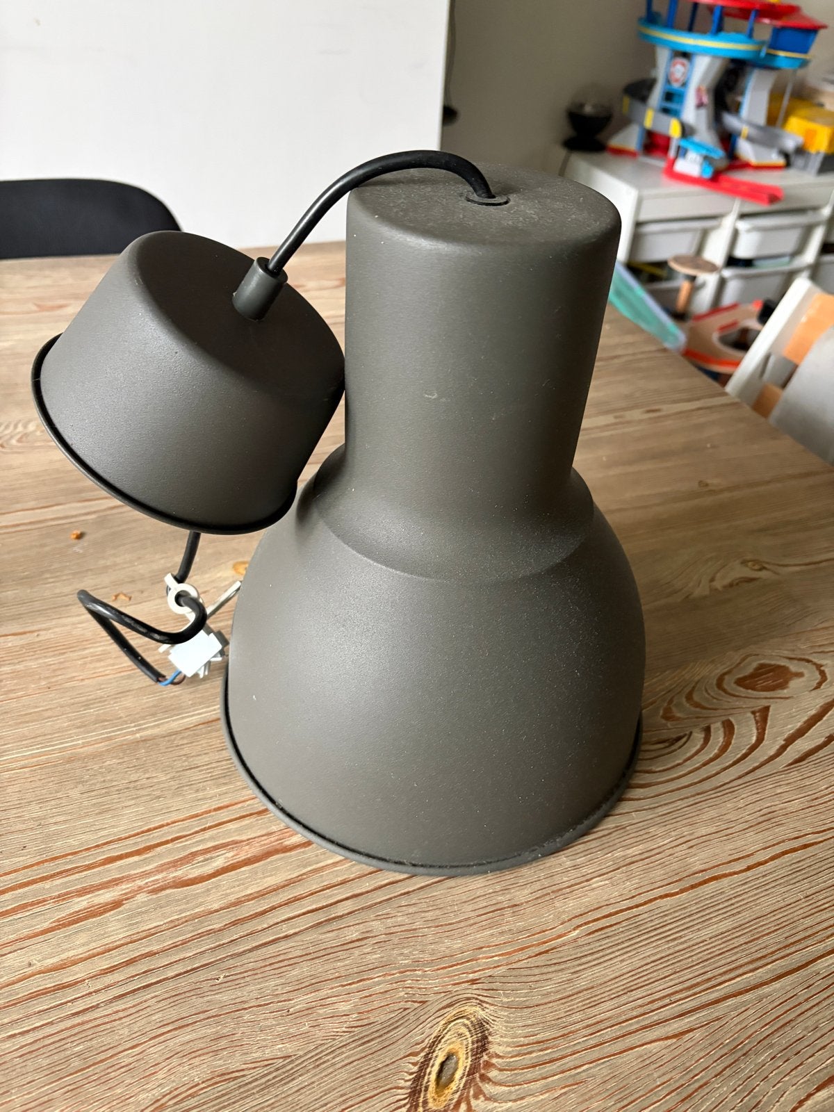 2x IKEA Hektar hanglamp - Grijs (exclusief E27 lamp), Gebruikt, Grijs, Industrieel, Ophalen