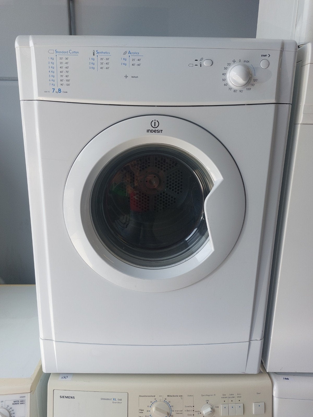 Indesit IDV75 wasdroger - Getest en schoongemaakt, Ophalen, 6 tot 8 kg, Gebruikt, Luchtafvoer