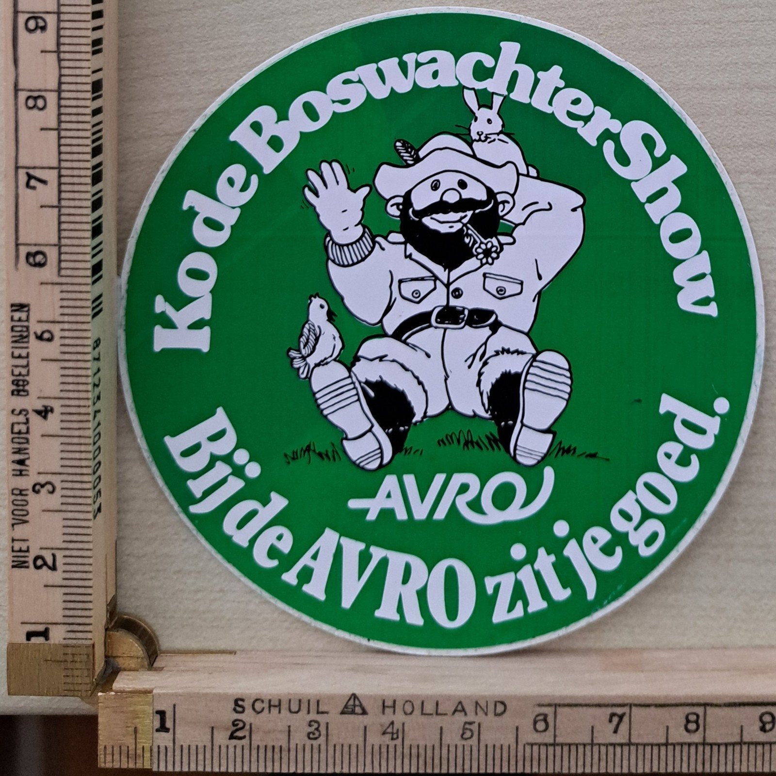 Vintage sticker Ko de Boswachter show VARA radioprogramma, Verzamelen, Ophalen of Verzenden, Zo goed als nieuw, Overige typen