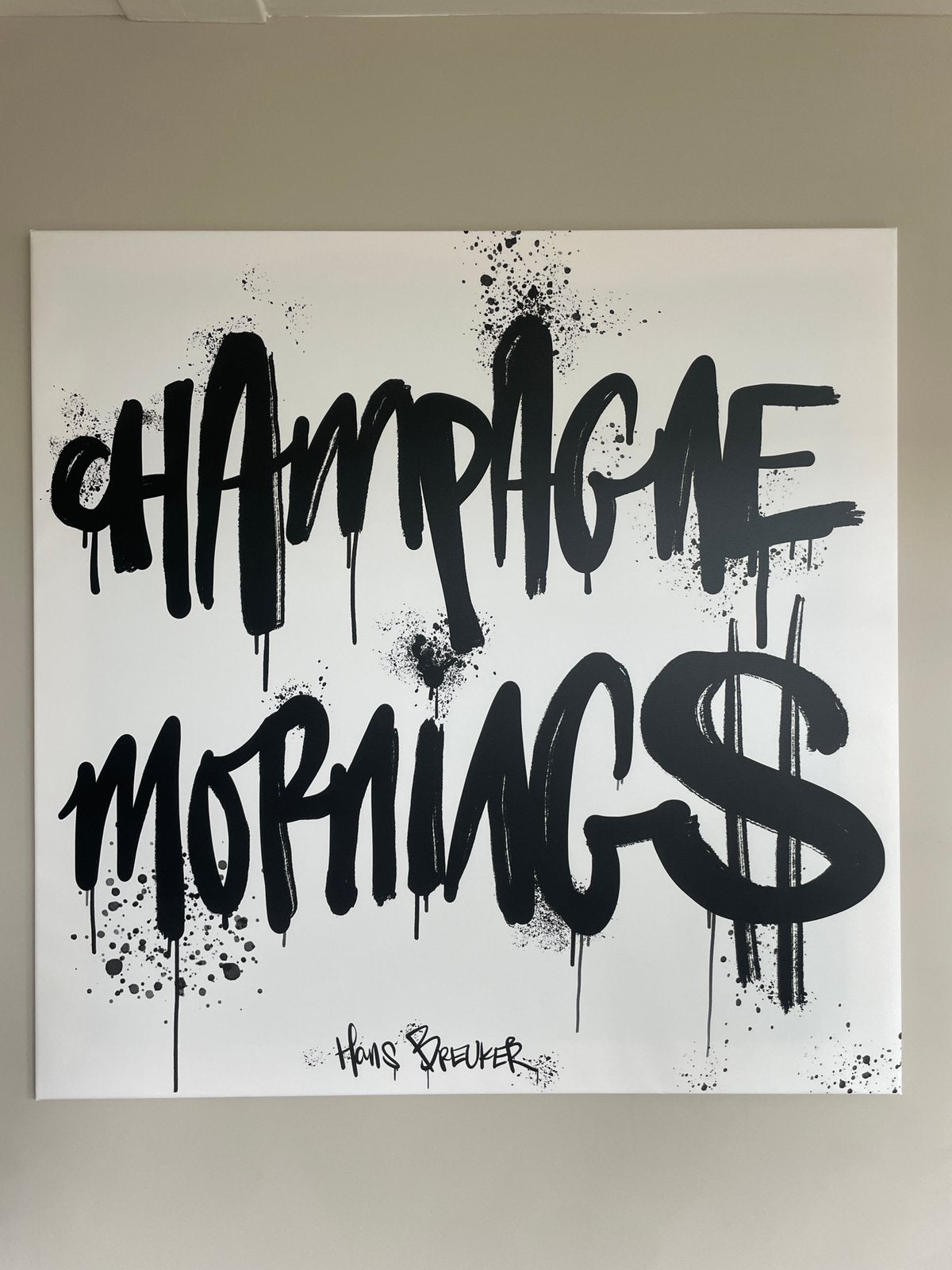 Canvas doek Champagne Mornings van Hans Breuker 100x100, Overig onderwerp, Ophalen of Verzenden, Overige materialen, Overige technieken