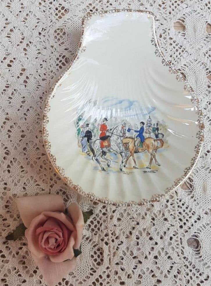 Vintage Franse schelp/ vide poche met ruiters en paarden, Ophalen of Verzenden