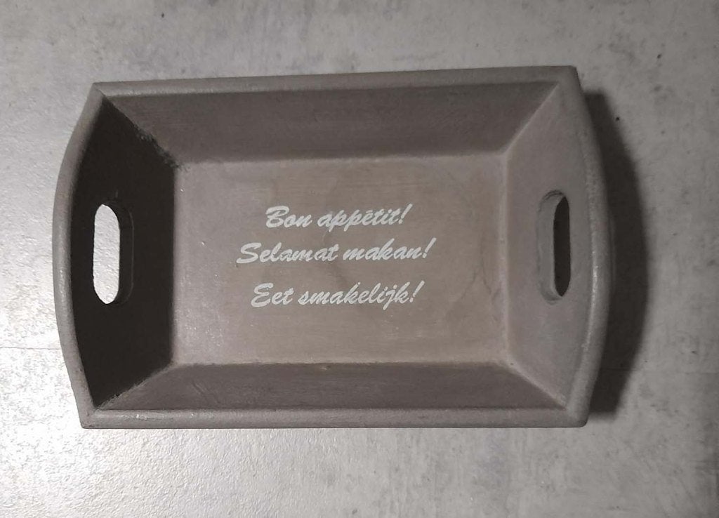 Klein DIENBLAD met opdruk "Eet smakelijk" Ter decoratie, Huis en Inrichting, Ophalen of Verzenden, Zo goed als nieuw, Dienblad