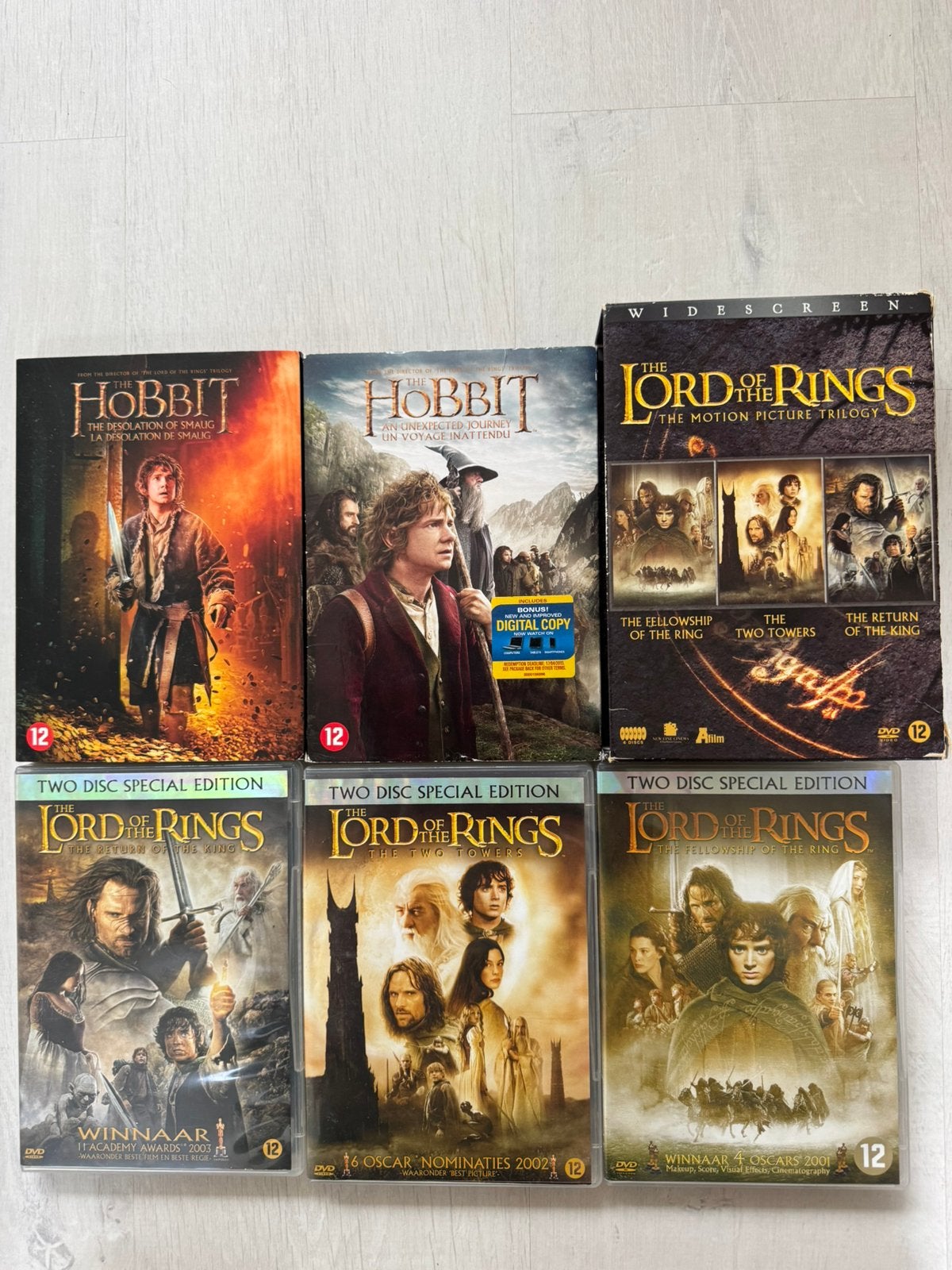 DVD Box Lord of the Rings 3x 🔴 en 2x The Hobbit, Vanaf 9 jaar, Ophalen of Verzenden, Zo goed als nieuw