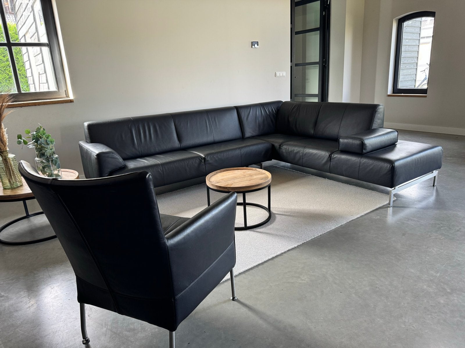 Originele Rolf Benz 310 Leren Hoekbank – 285x237 cm Topstaat, Huis en Inrichting, Banken | Bankstellen, 250 tot 300 cm, X, Verzenden
