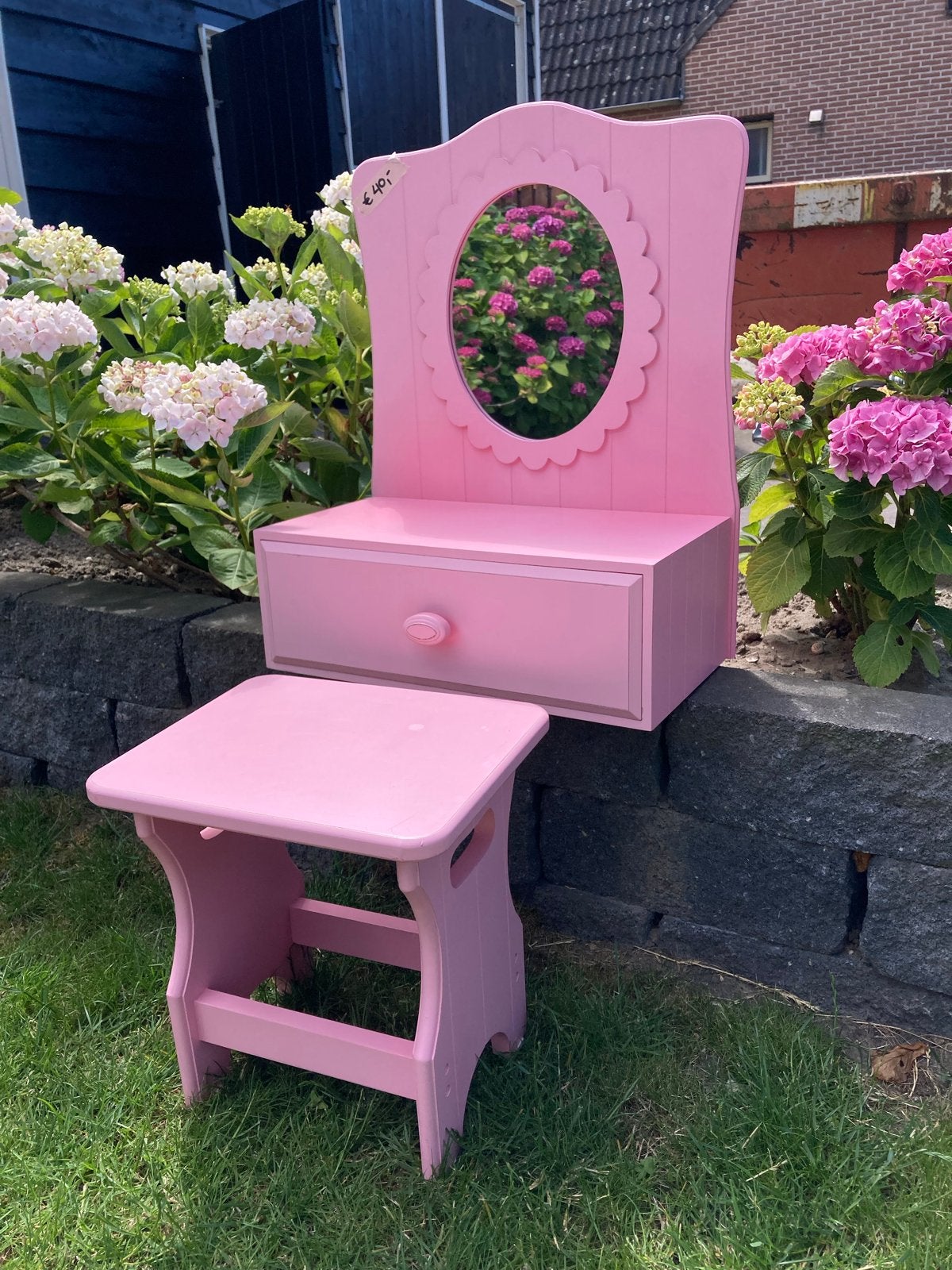 Lief! Kaptafel met krukje - Roze, Ophalen, Minder dan 50 cm, Gebruikt, Minder dan 100 cm