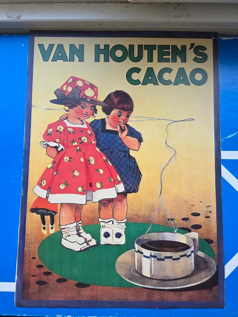 Mooie reclame plaatje van van Houten Cacao, Ophalen of Verzenden, Overige typen