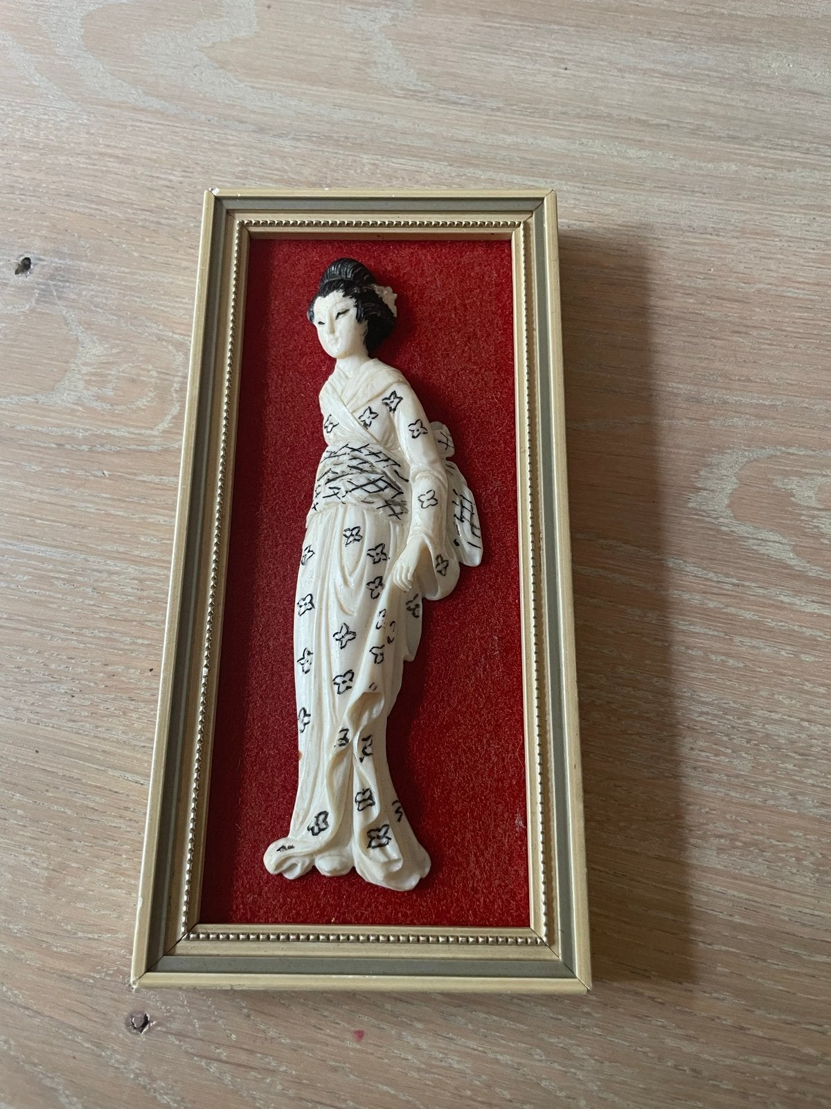 Vintage Japanse Geisha Reliëf in Lijst - Mid-Century Decor, Ophalen of Verzenden