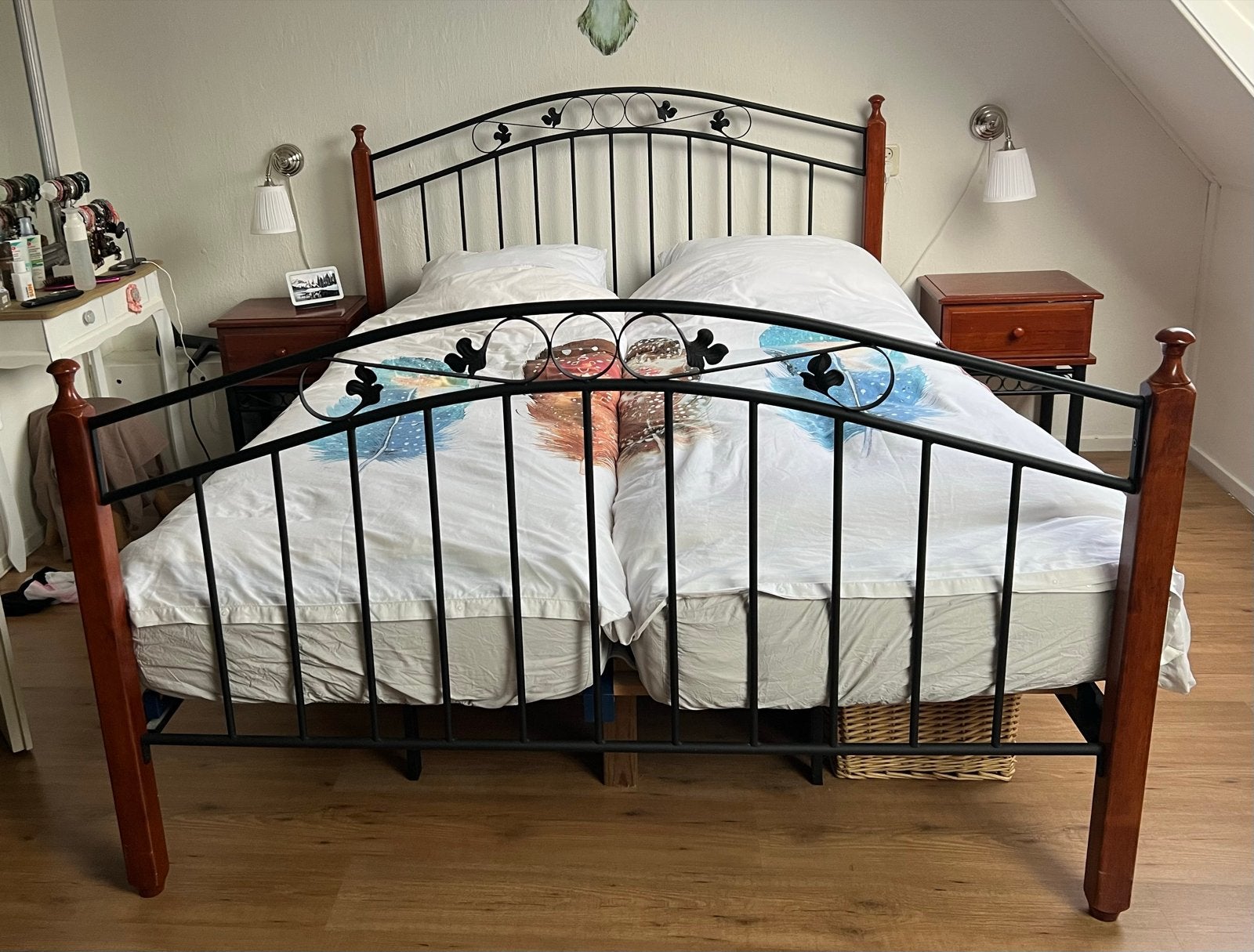 Tweepersoonsbed 160x210 cm., Huis en Inrichting, Slaapkamer | Bedden, Ophalen, Gebruikt, Tweepersoons, 200 cm
