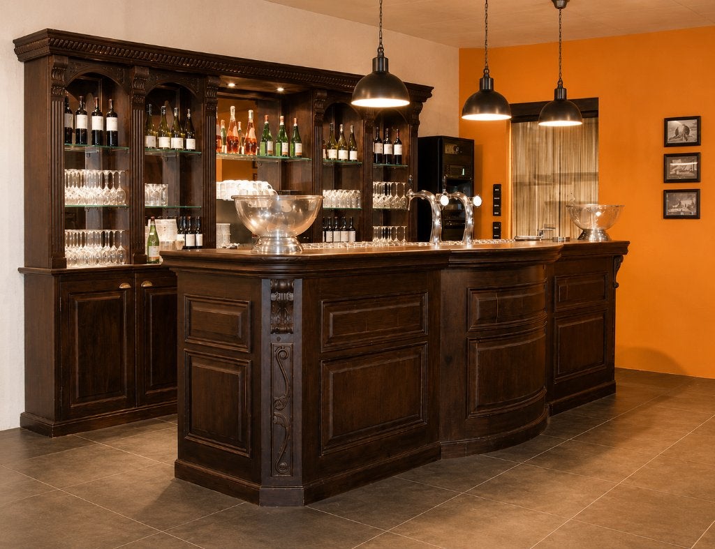 Queen Engelse Cafébar Klassiek vakmanschap in massief grenen, Ophalen, Nieuw