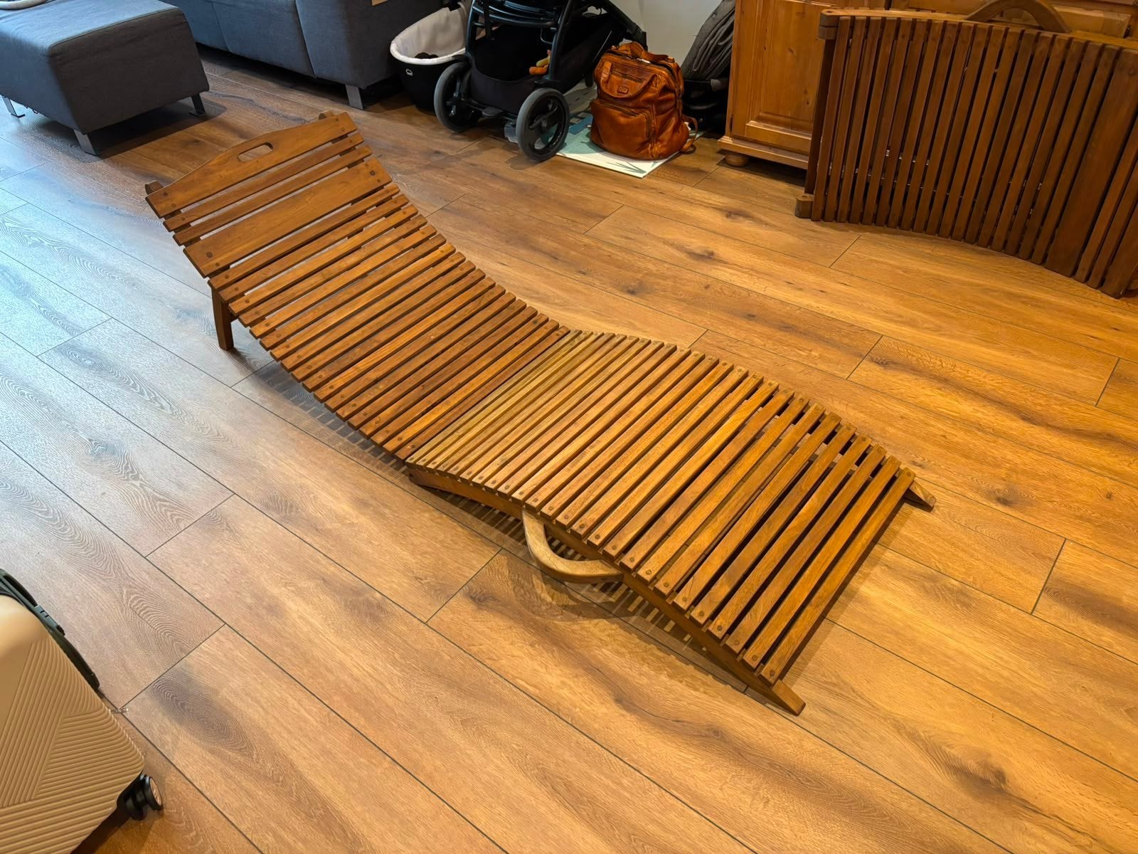 Massief teakhouten ligstoelen, recent geolied, Tuin en Terras, Ophalen of Verzenden, Gebruikt, Teakhout, Inklapbaar