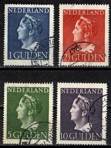 Nederland nr. 346-349 Koningin Wilhelmina gestempeld, Postzegels en Munten, Postzegels | Nederland, Verzenden, Na 1940, Gestempeld