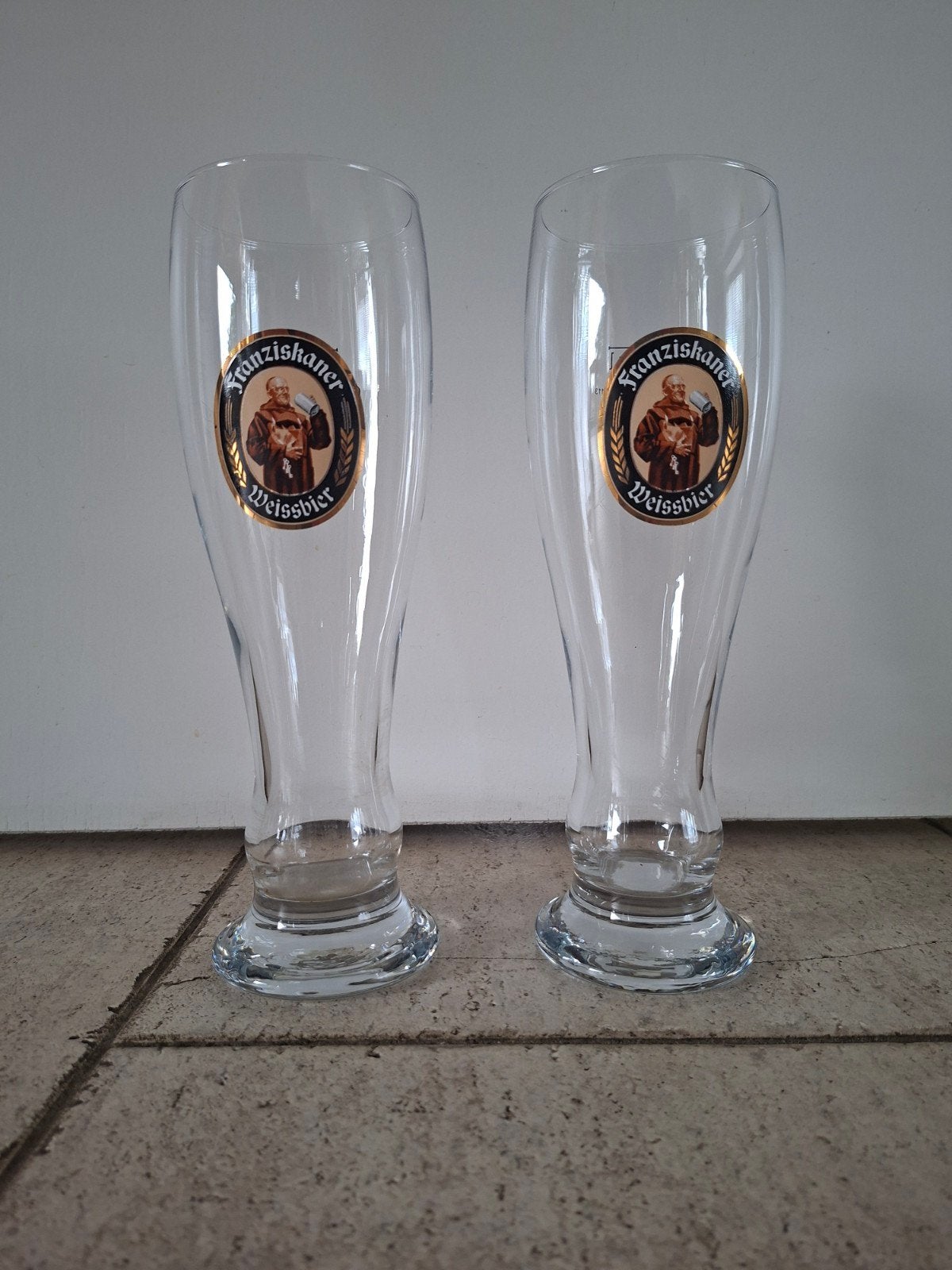 Franziskaner Weissbier Glazen - Set van 2, Huis en Inrichting, Ophalen of Verzenden, Zo goed als nieuw, Overige merken, Glas