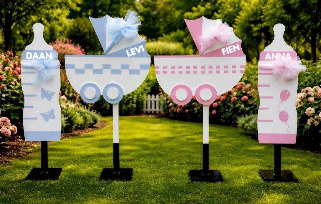 geboorte borden te huur
15 euro voor 10 dagen per bord., Ophalen, Gebruikt, Geboortebord