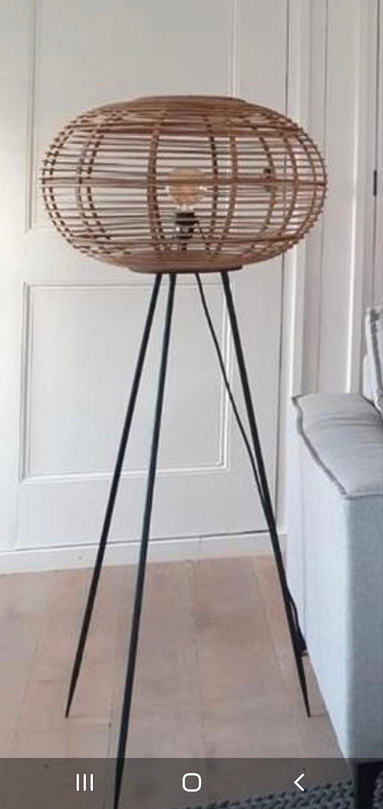Casa vloerlamp, metaal bamboe/pitriet, Ophalen, Gebruikt, Overige materialen, 100 tot 150 cm