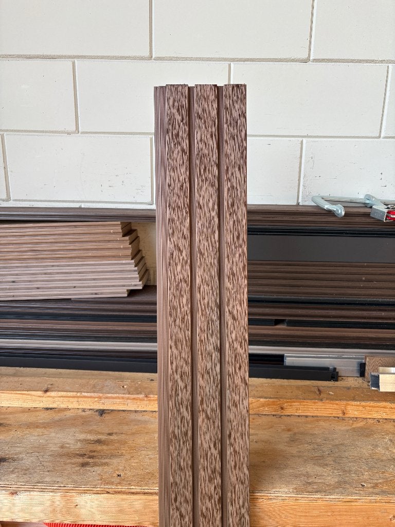 Composiet schuttingplanken teak – 1,76m x 15cm x 2,1cm, Ophalen, Nieuw, Minder dan 180 cm, Planken
