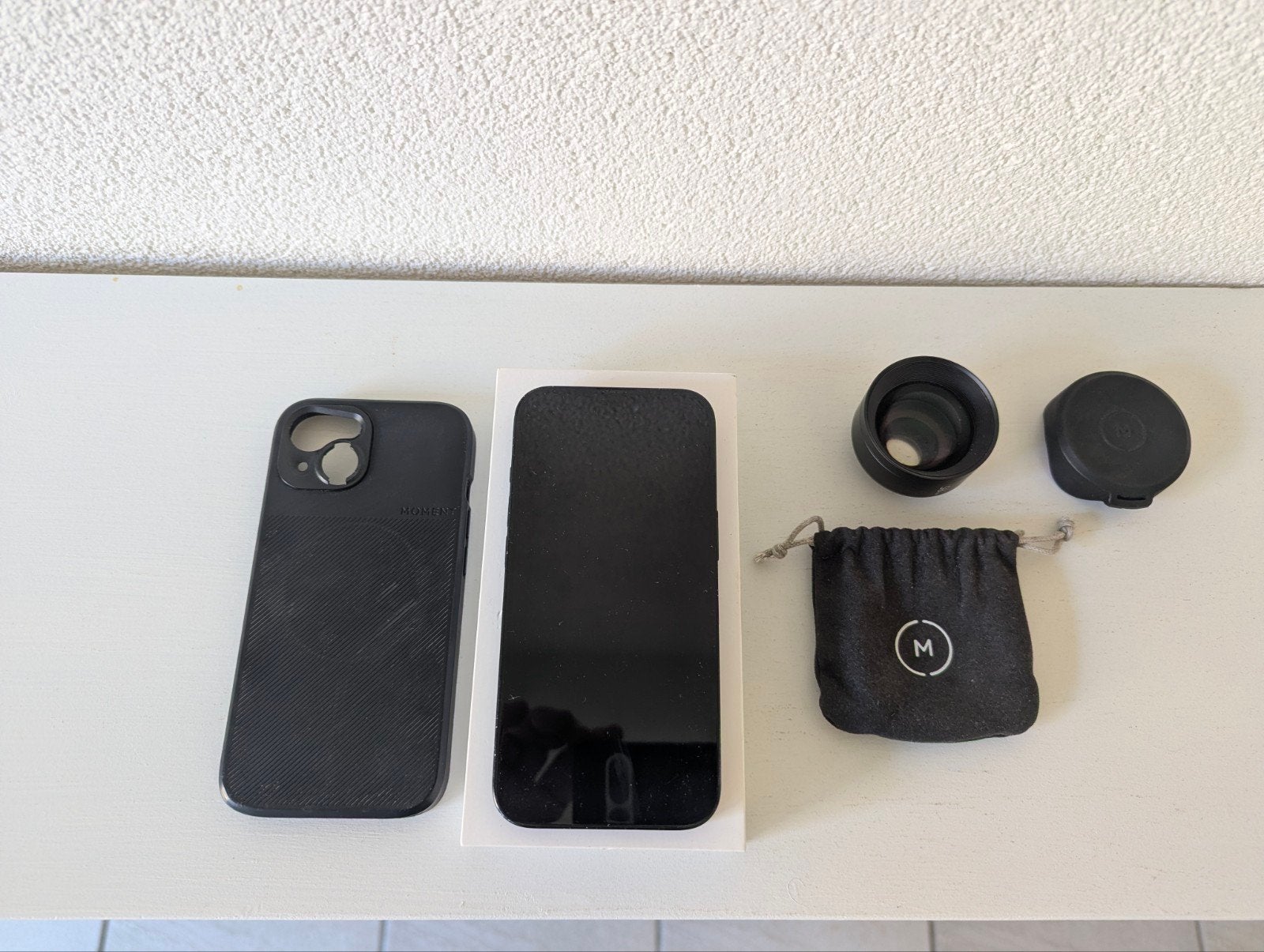 Iphone 15 128gb met Moment 58mm lens, Ophalen of Verzenden, Gebruikt, Overige typen