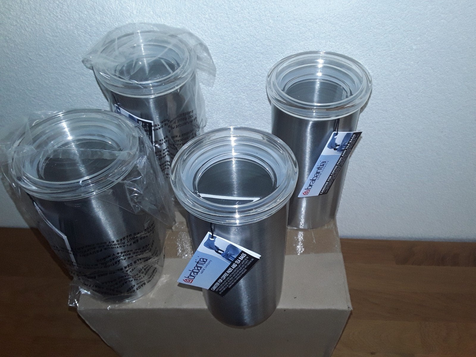 Brabantia voorraadbussen voor koffie senseo pads, Ophalen of Verzenden, Nieuw, Rvs, Pot, Bus of Blik
