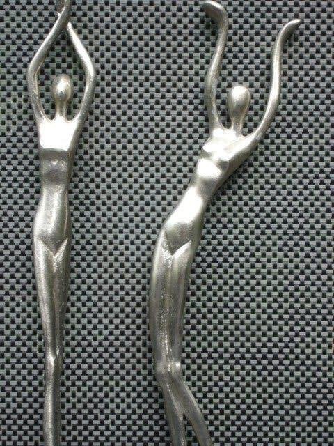 Yoga sculptuur, vrouw yoga pose figuur- naakte vrouw beelden, Zilver, Ophalen of Verzenden, 20 - 50 cm, Op sokkel