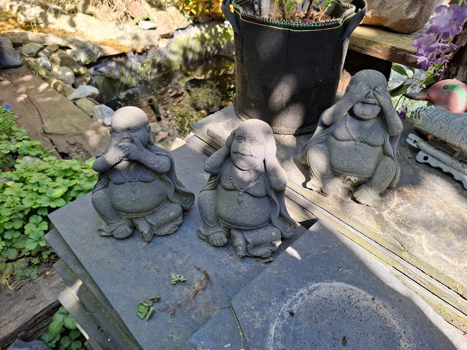 3 leuke Boeddha's, Tuin en Terras, Ophalen, Gebruikt, Steen, Boeddhabeeld