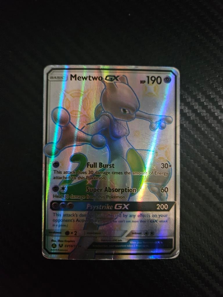 Mewtwo GX Pokémon Kaart - Origineel., Ophalen of Verzenden, Gebruikt, Losse kaart, Foil